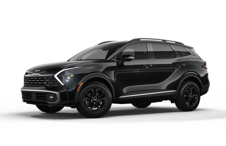 front-side view of a Black Kia Sportage