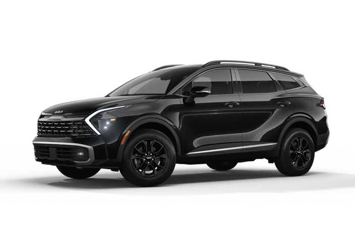front-side view of a Black Kia Sportage