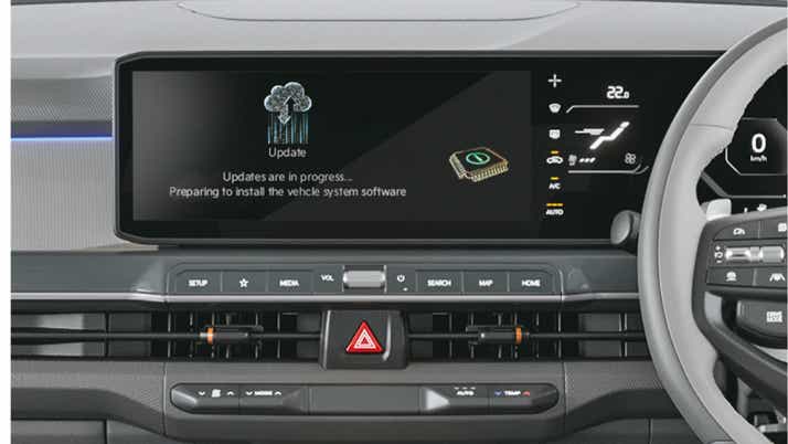 Dashboard display close-up of a Kia Syros