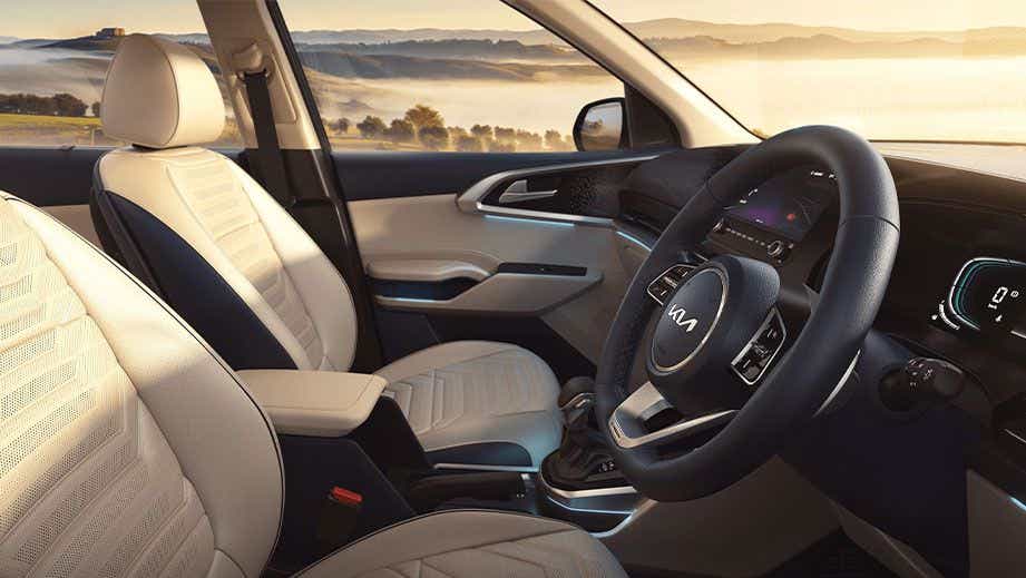 interior dashboard view of a Kia Carens