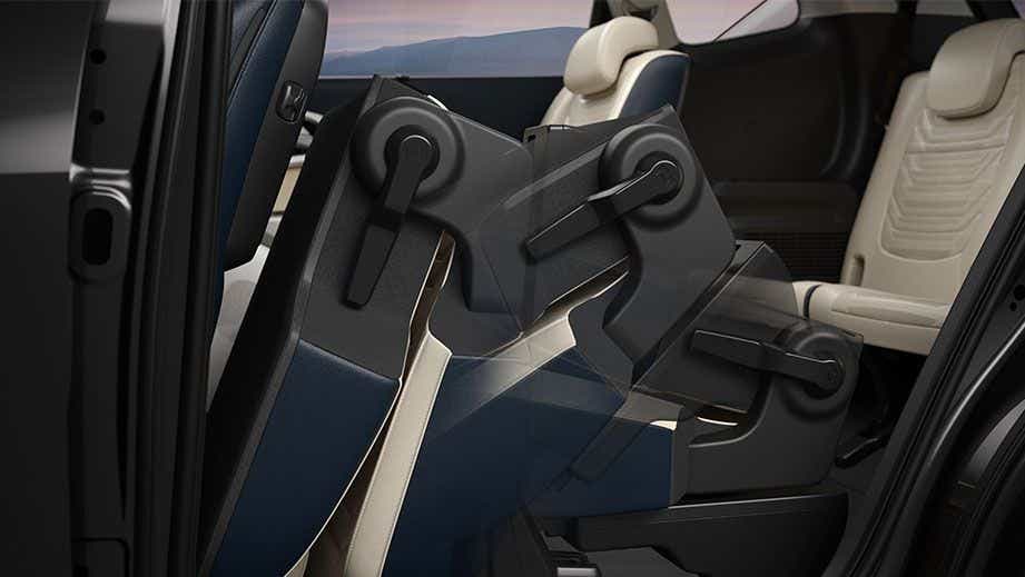 Middle row seat folding mechanism of a Kia Carens