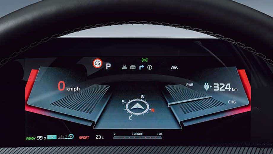 digital instrument cluster of a Kia EV6 2022-2024