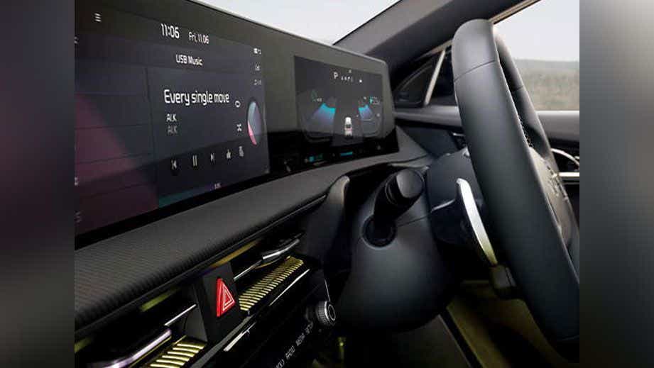 interior dashboard and steering wheel of a Kia EV6 2022-2024
