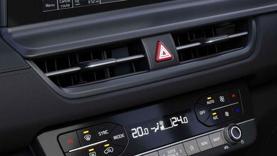 Dashboard climate control close-up of a Kia Seltos