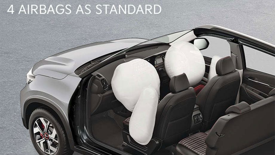 interior view showing airbags deployed of a Kia Sonet 2020-2023