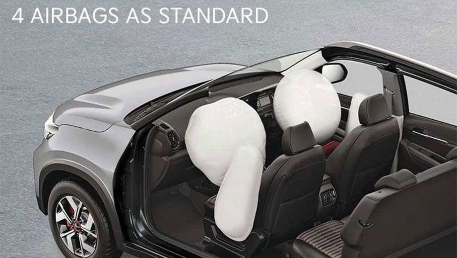 interior view showing airbags deployed of a Kia Sonet 2020-2023