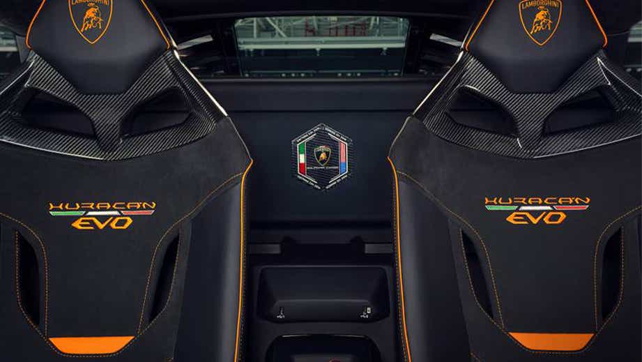 interior seats of a Lamborghini Huracan Evo
