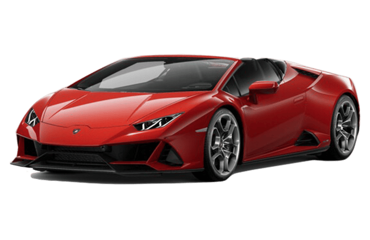 front three-quarter of a Rosso Cadens Lamborghini Huracan Evo
