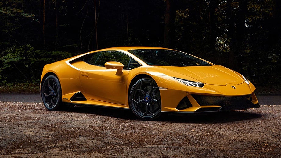 front three-quarter view of a Lamborghini Huracan Evo