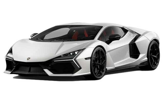 front three-quarter view of a Lamborghini Revuelto