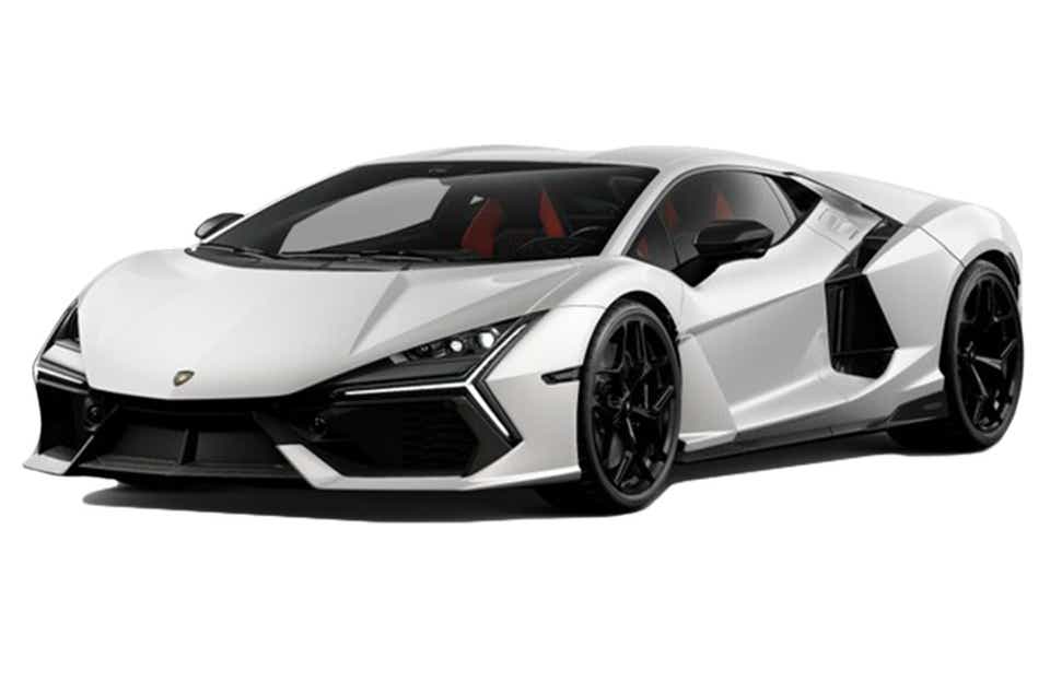 front three-quarter view of a Lamborghini Revuelto
