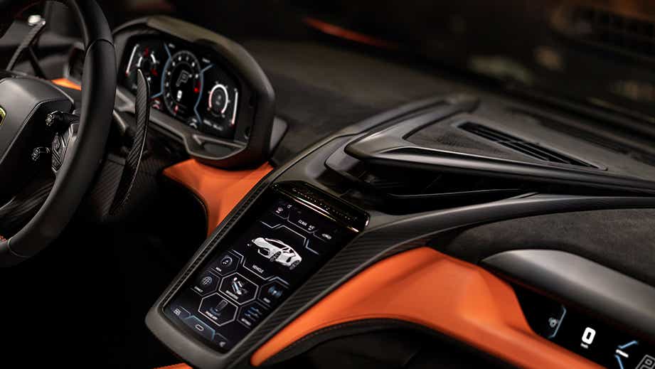 interior dashboard of a Lamborghini Revuelto