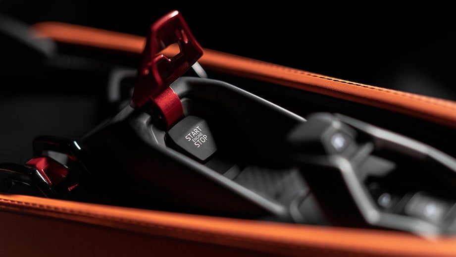 center console start/stop button of a Lamborghini Revuelto