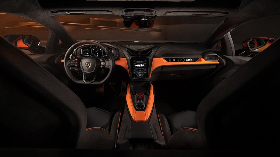 interior dashboard view of a Lamborghini Revuelto