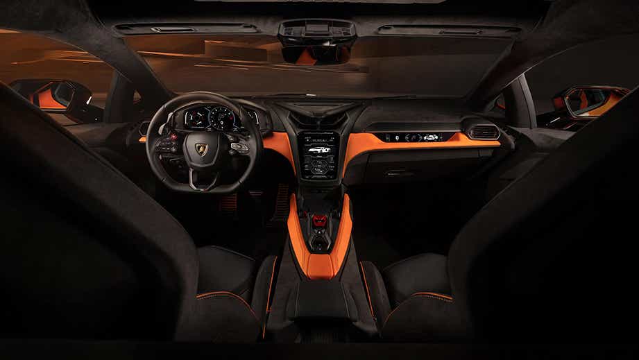 interior dashboard view of a Lamborghini Revuelto