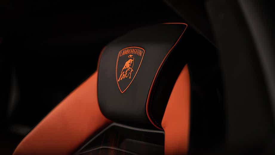 Headrest close-up of a Lamborghini Revuelto