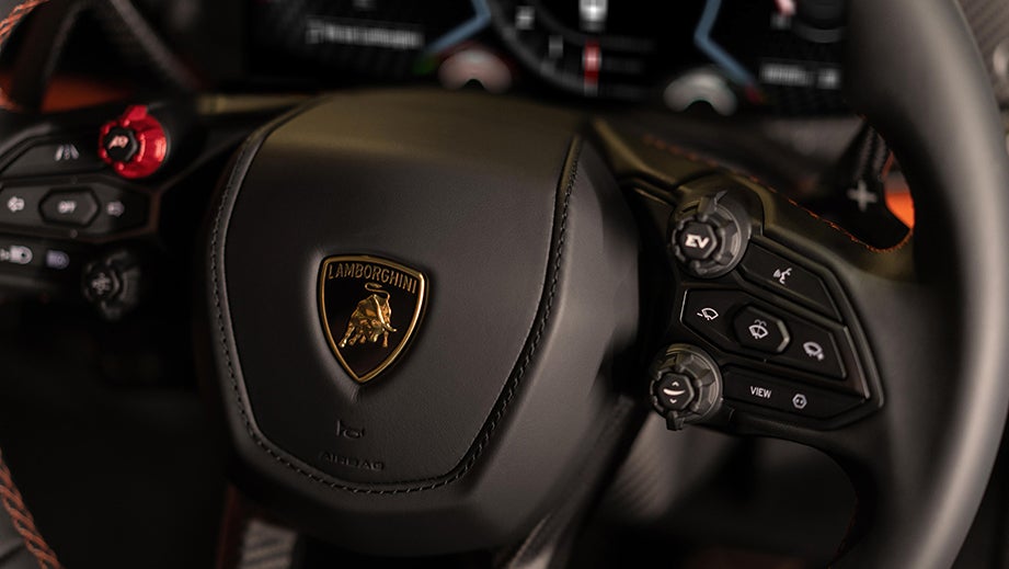 Steering wheel of a Lamborghini Revuelto