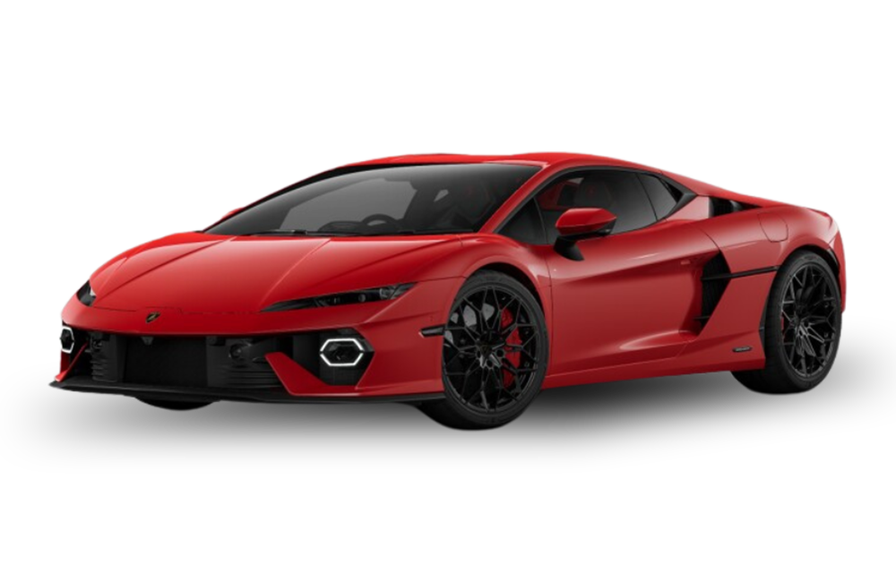 front three-quarter view of a Rosso Mars Lamborghini Temerario