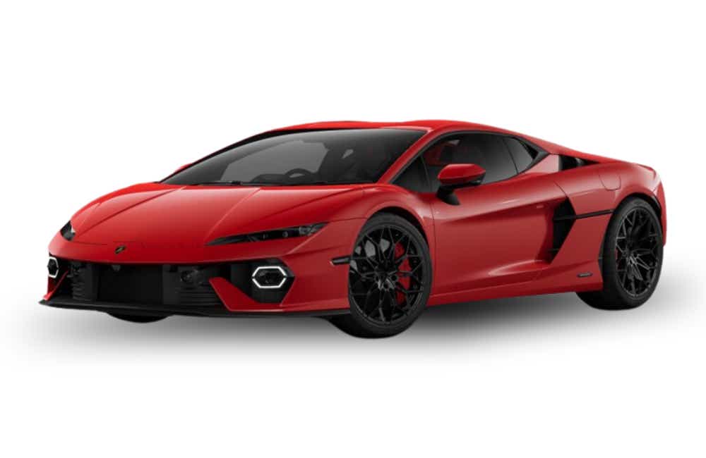 front three-quarter view of a Rosso Mars Lamborghini Temerario