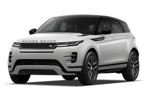 Front three-quarter view of a Fuji White Land Rover Range Rover Evoque 2018-2023