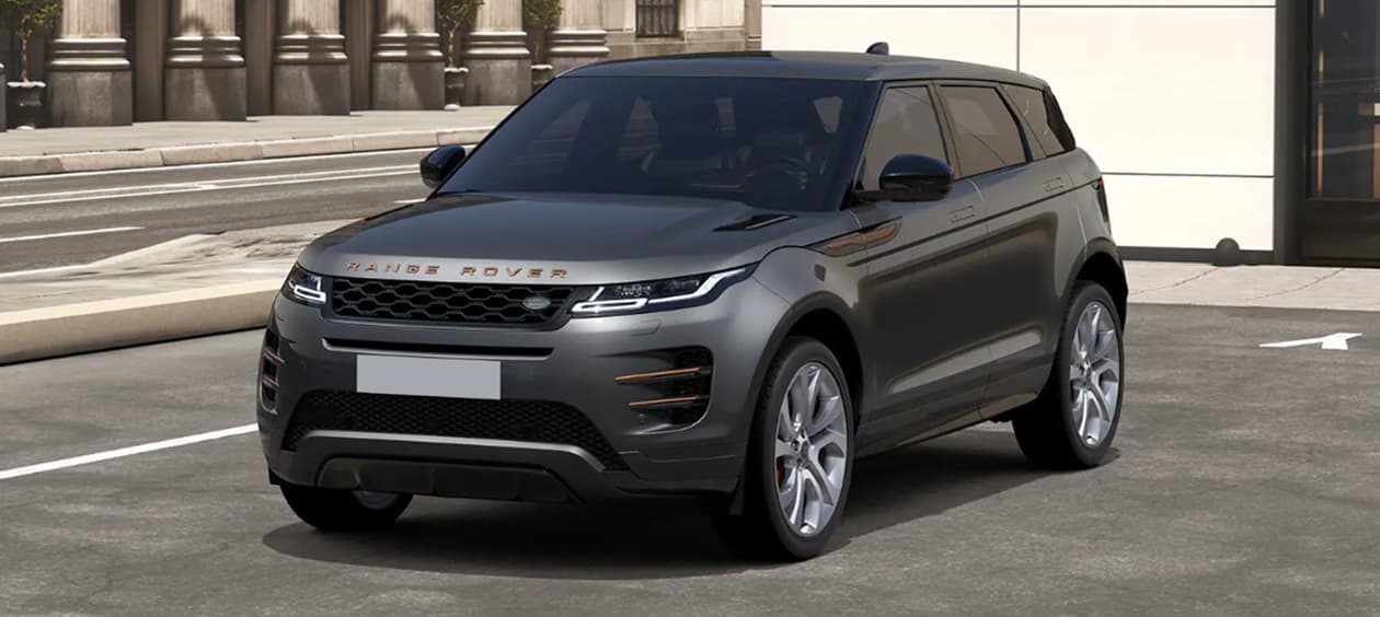 front three-quarter view of a Land Rover Range Rover Evoque