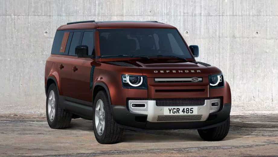 Front view of a Land Rover Defender