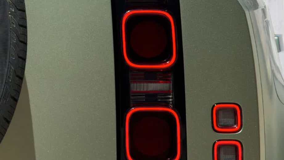 Close-up of rear taillight on a Land Rover Defender