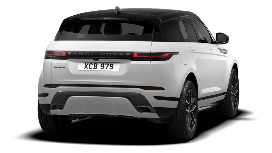 rear view of a Fuji White Land Rover Range Rover Evoque