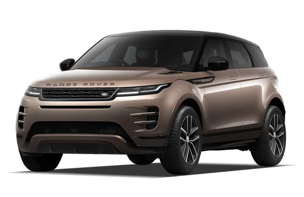 front three-quarter view of a Corinthian Bronze Land Rover Range Rover Evoque