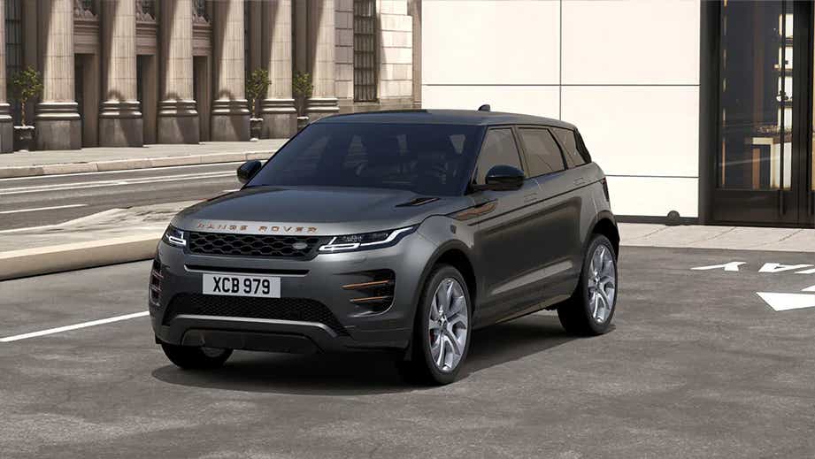 front three-quarter view of a Land Rover Range Rover Evoque 2018-2023