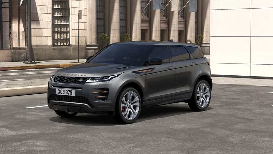 front three-quarter view of a Land Rover Range Rover Evoque 2018-2023
