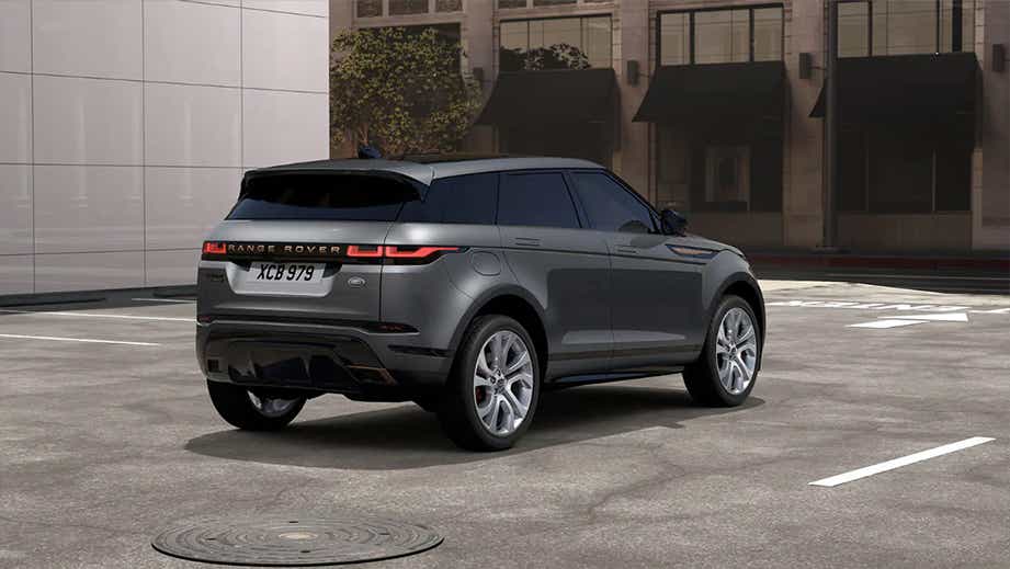 Rear three-quarter view of a Land Rover Range Rover Evoque 2018-2023