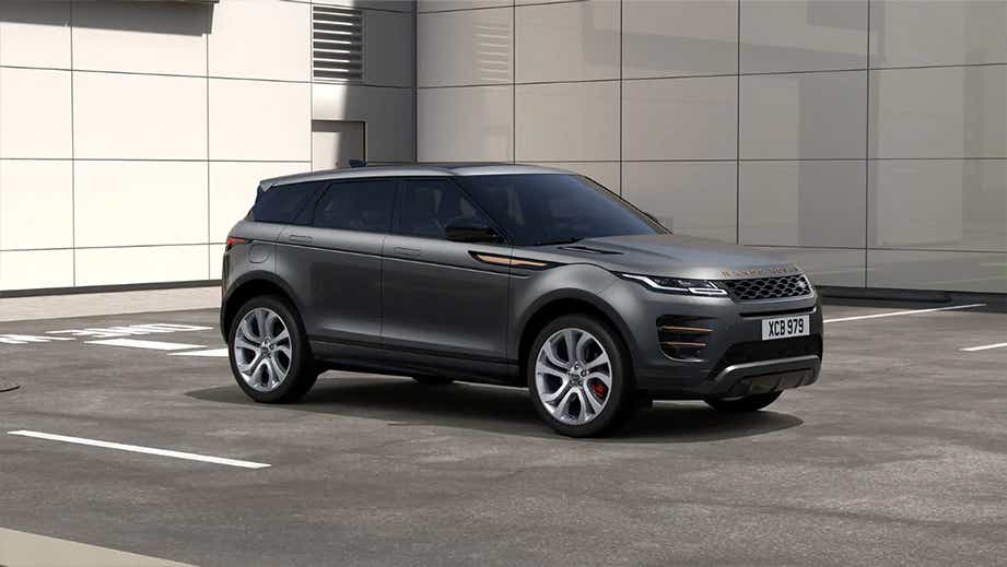 front three-quarter view of a Land Rover Range Rover Evoque 2018-2023
