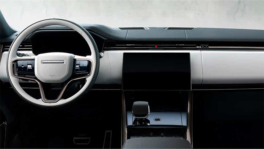 Interior dashboard view of a Land Rover Range Rover Sport