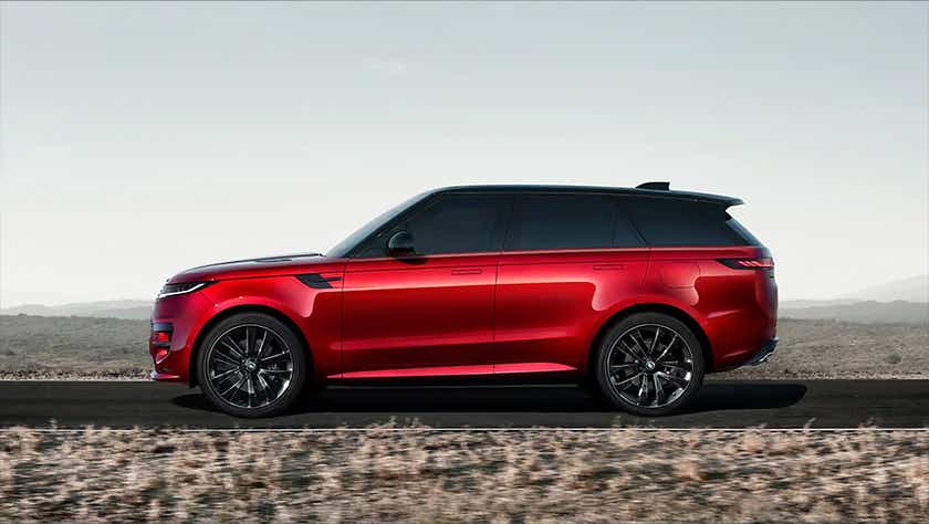 side profile of a Firenze Red Land Rover Range Rover Sport