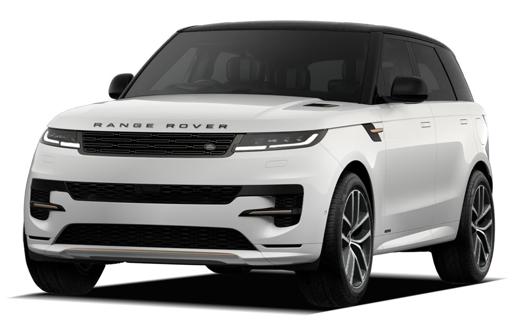 front three-quarter view of a Fuji White Land Rover Range Rover Sport
