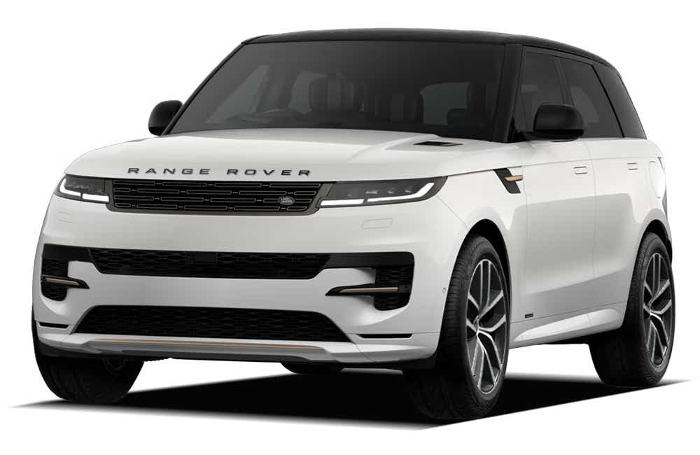 front three-quarter view of a Fuji White Land Rover Range Rover Sport