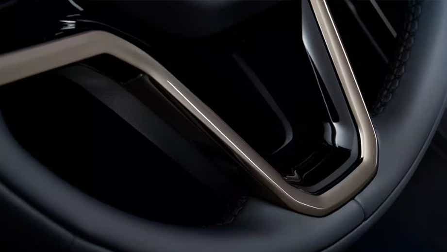 steering wheel close-up of a Land Rover Range Rover Velar