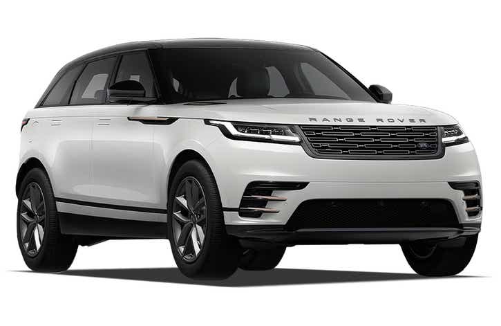 Front three-quarter view of a Fuji White Land Rover Range Rover Velar