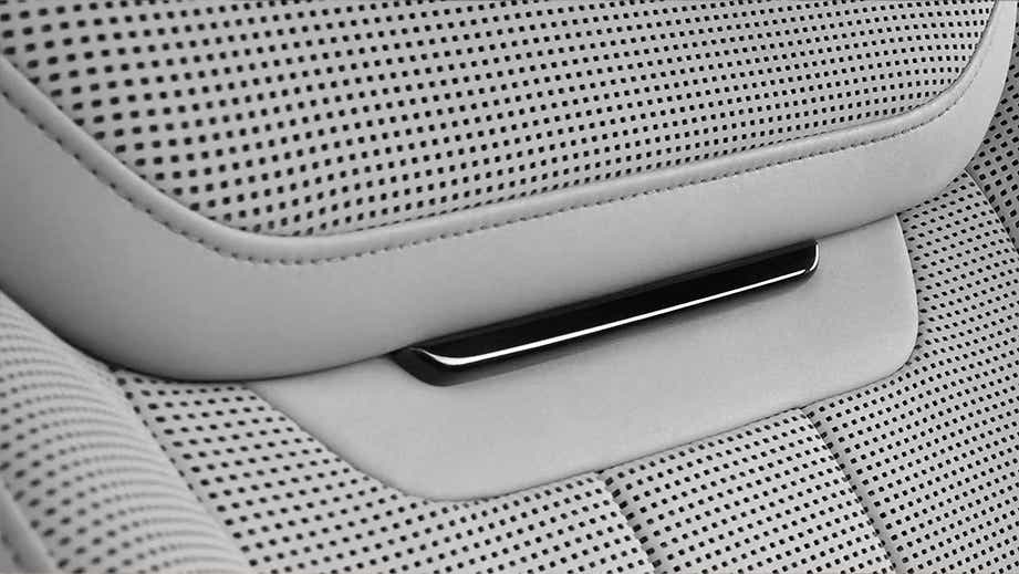 close-up of perforated seat upholstery in a Land Rover Range Rover