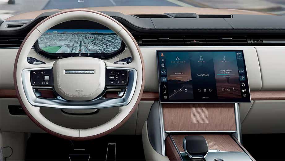 Interior dashboard of a Land Rover Range Rover