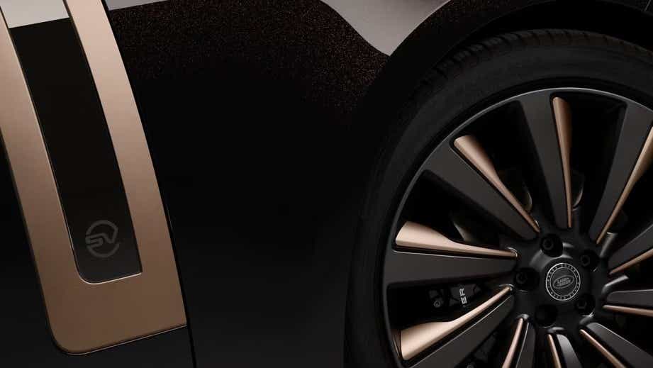 Close-up of wheel and detail trim on a Land Rover Range Rover