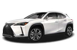 front three-quarter view of a Eminent White Pearl Lexus UX