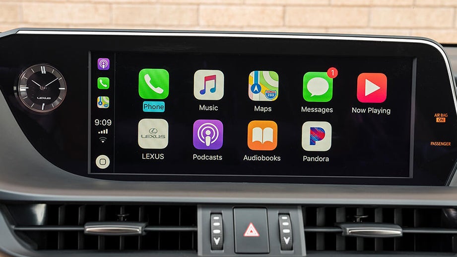 Infotainment screen close-up of a Lexus ES