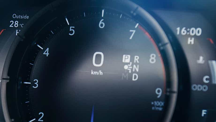 instrument cluster close-up of a Lexus LC 500h