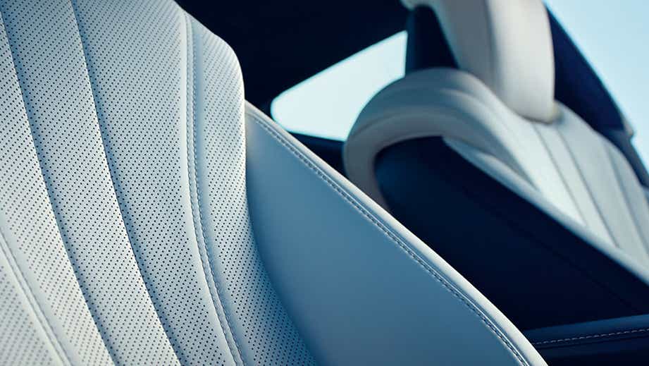 close-up of front seats in a Lexus LC 500h