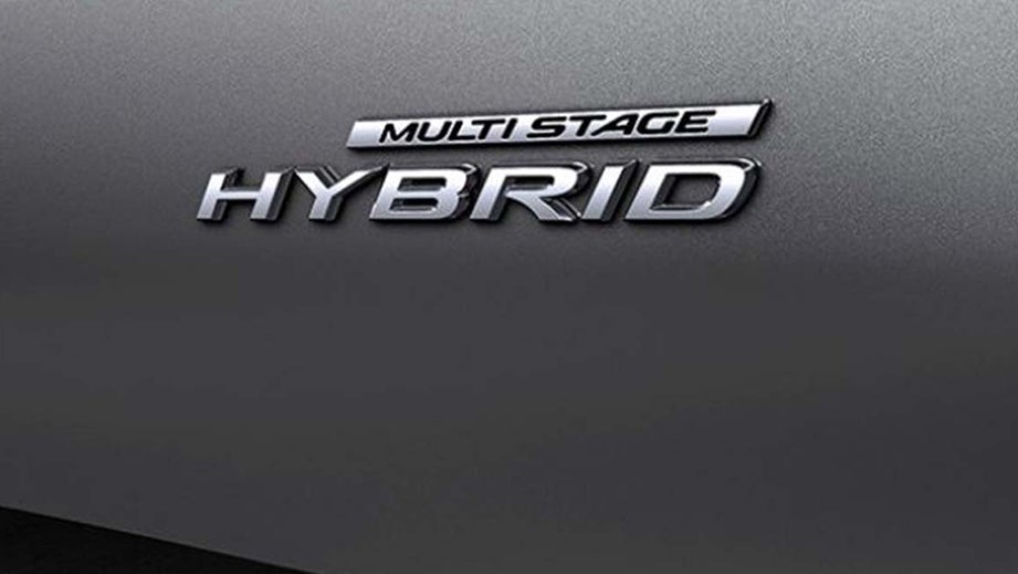 Close-up of hybrid badge on a Lexus LC 500h