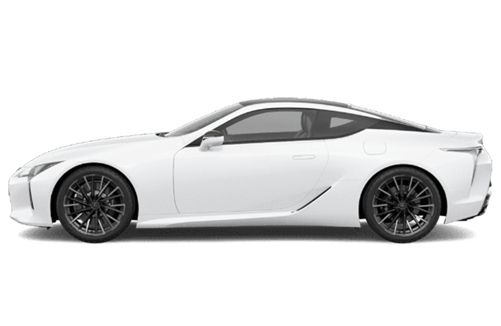 side view of a White Nova Glass Flake Lexus LC 500h