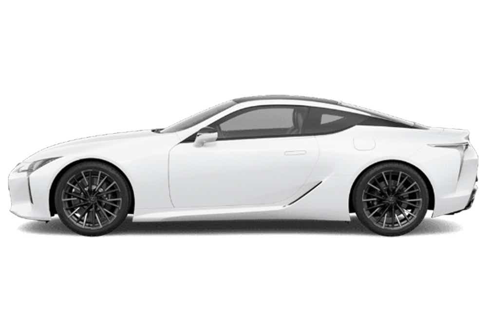 side view of a White Nova Glass Flake Lexus LC 500h
