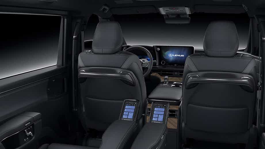 interior dashboard and rear seating area of a Sonic Agate Lexus LM